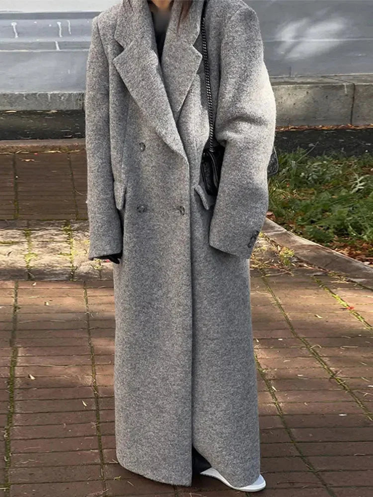 Manteau long femme élégant à rayures modernes