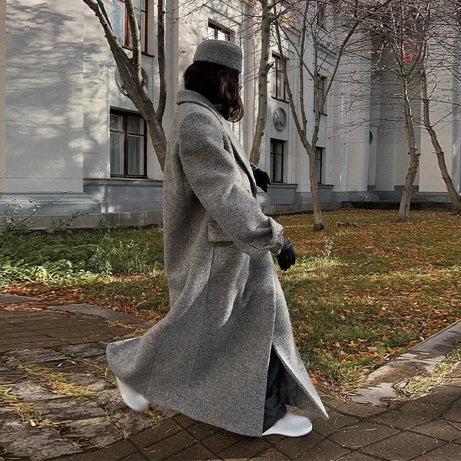 Manteau long femme élégant à rayures modernes