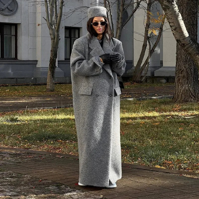 Manteau long femme élégant à rayures modernes