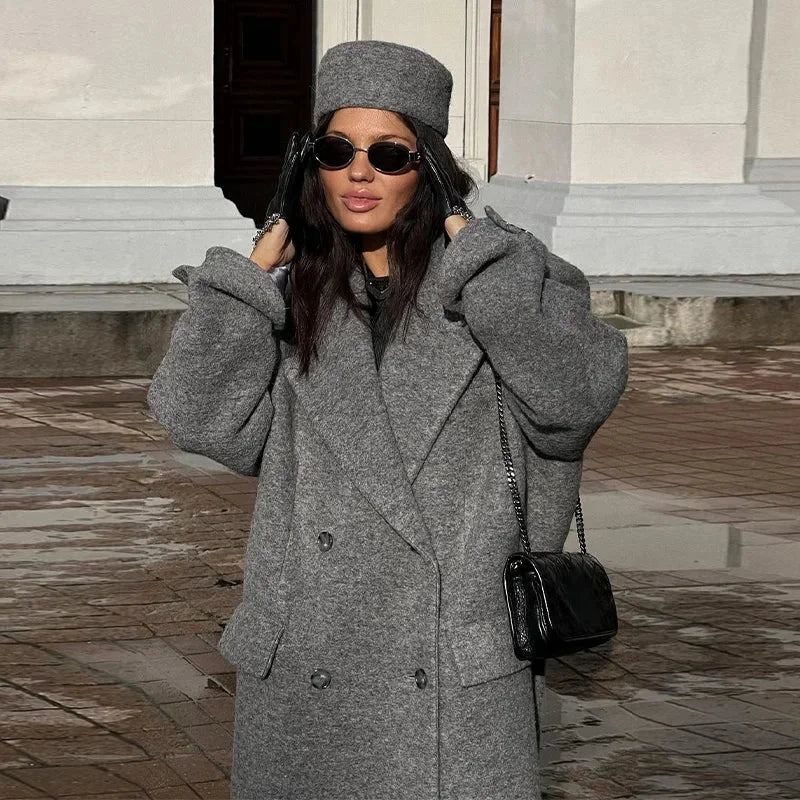 Manteau long femme élégant à rayures modernes