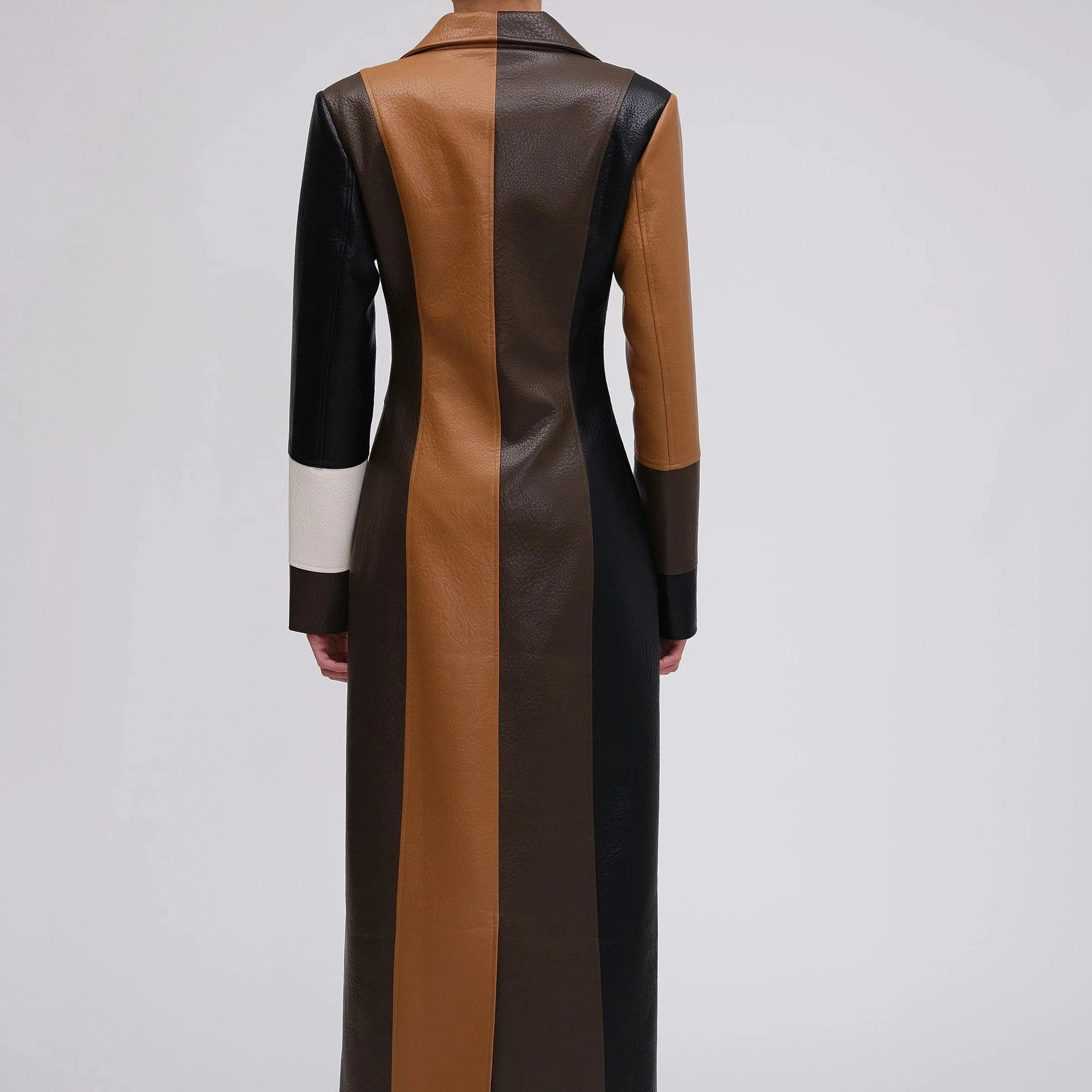 Manteau long femme patchwork multicolore avec boutons