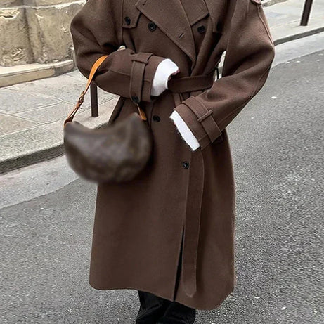 Manteau mi-long femme avec ceinture et boutons
