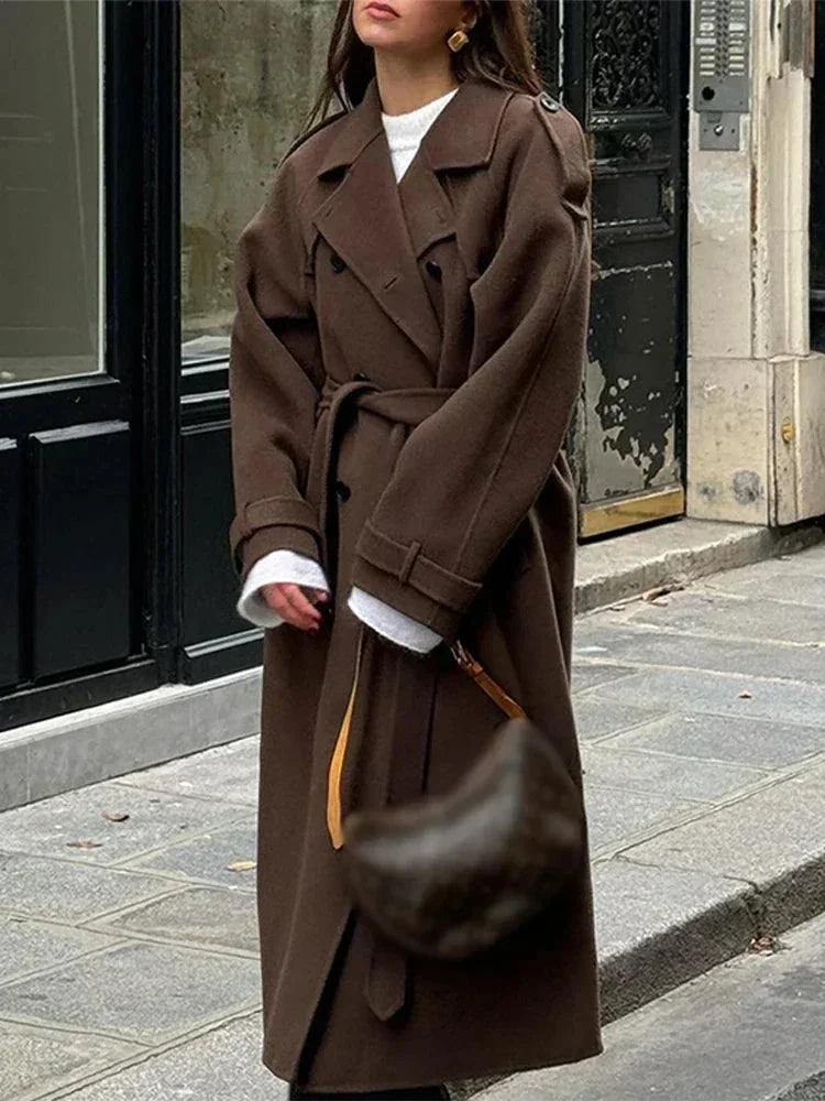 Manteau mi-long femme avec ceinture et boutons