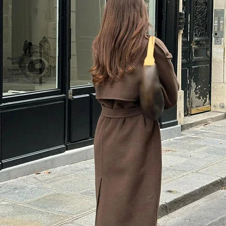 Manteau mi-long femme avec ceinture et boutons