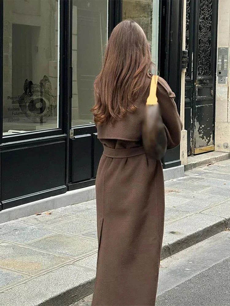Manteau mi-long femme avec ceinture et boutons