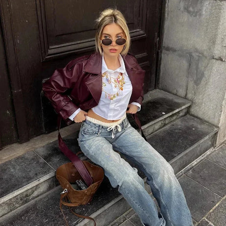 Manteau trench court bordeaux femme avec ceinture