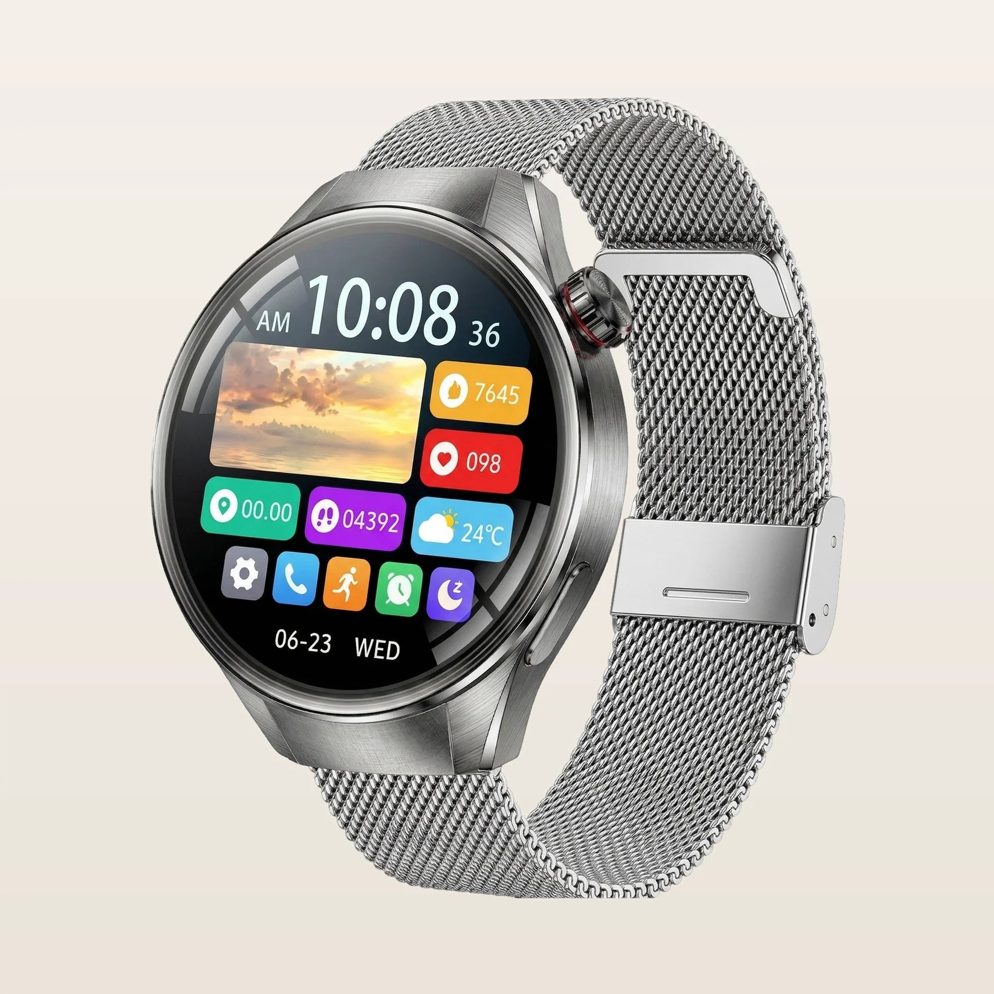Montre Connectée Homme Femme GPS Grand Écran - Pulzena Orbix Bracelet Maille