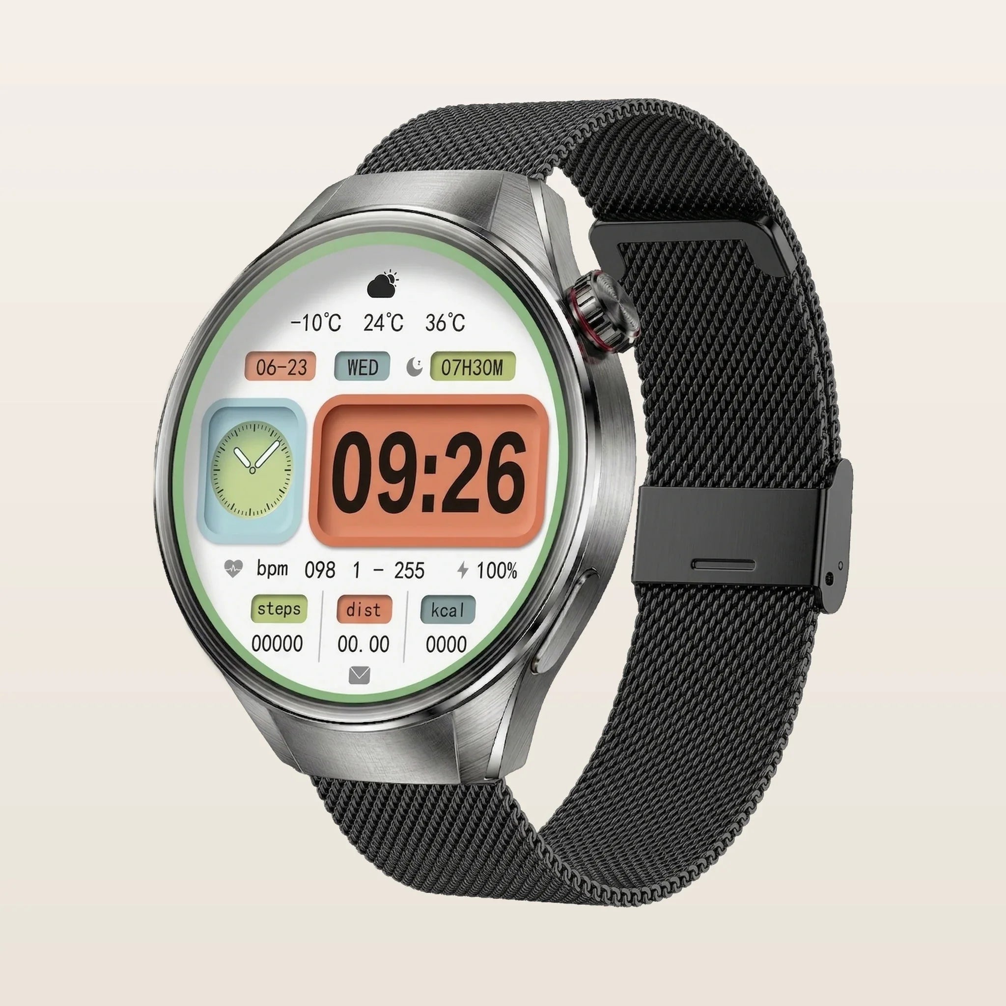 Montre Connectée Homme Femme GPS Grand Écran - Pulzena Orbix Bracelet Maille