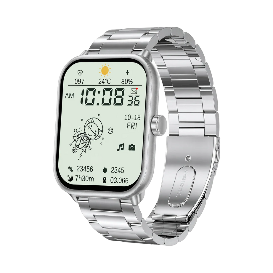 Montre Connectée Homme Femme Élégante Grand Écran - Pulzena Teln Bracelet Acier