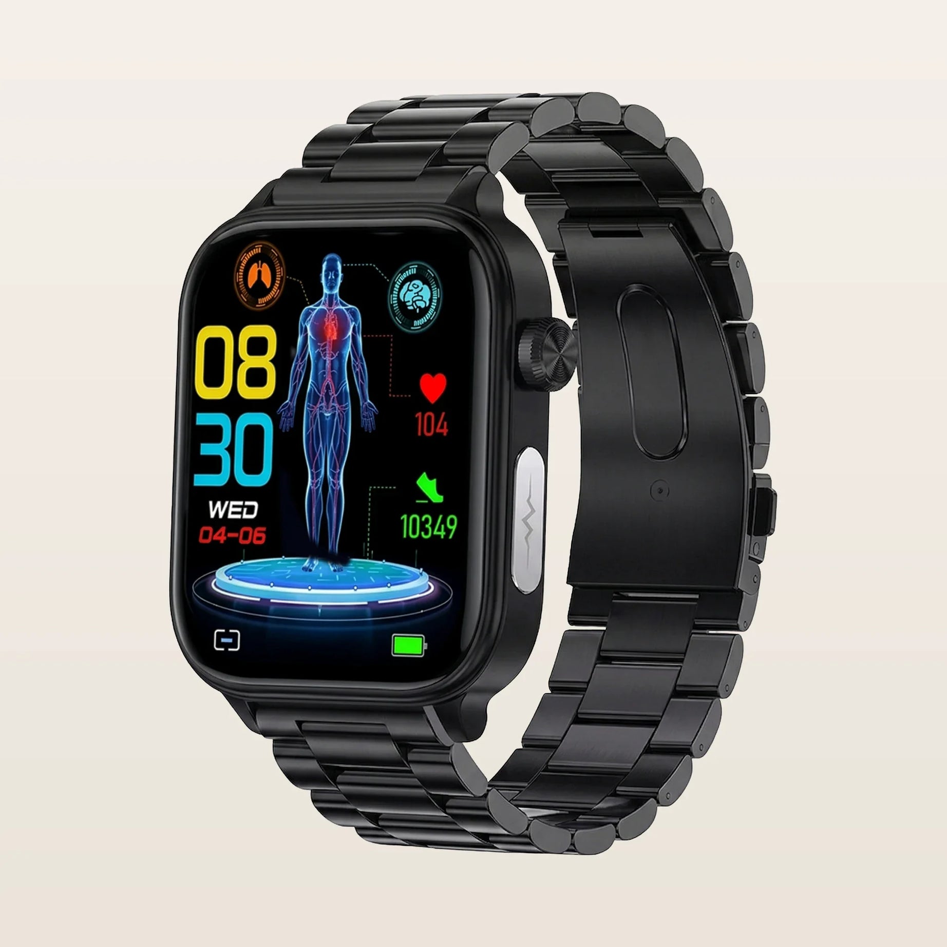 Montre Connectée Homme Femme Santé ECG - Pulzena Korda Bracelet Acier