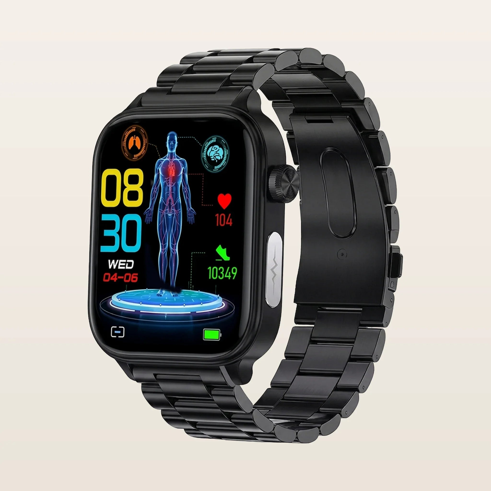 Montre Connectée Homme Femme Santé ECG - Pulzena Korda Bracelet Acier