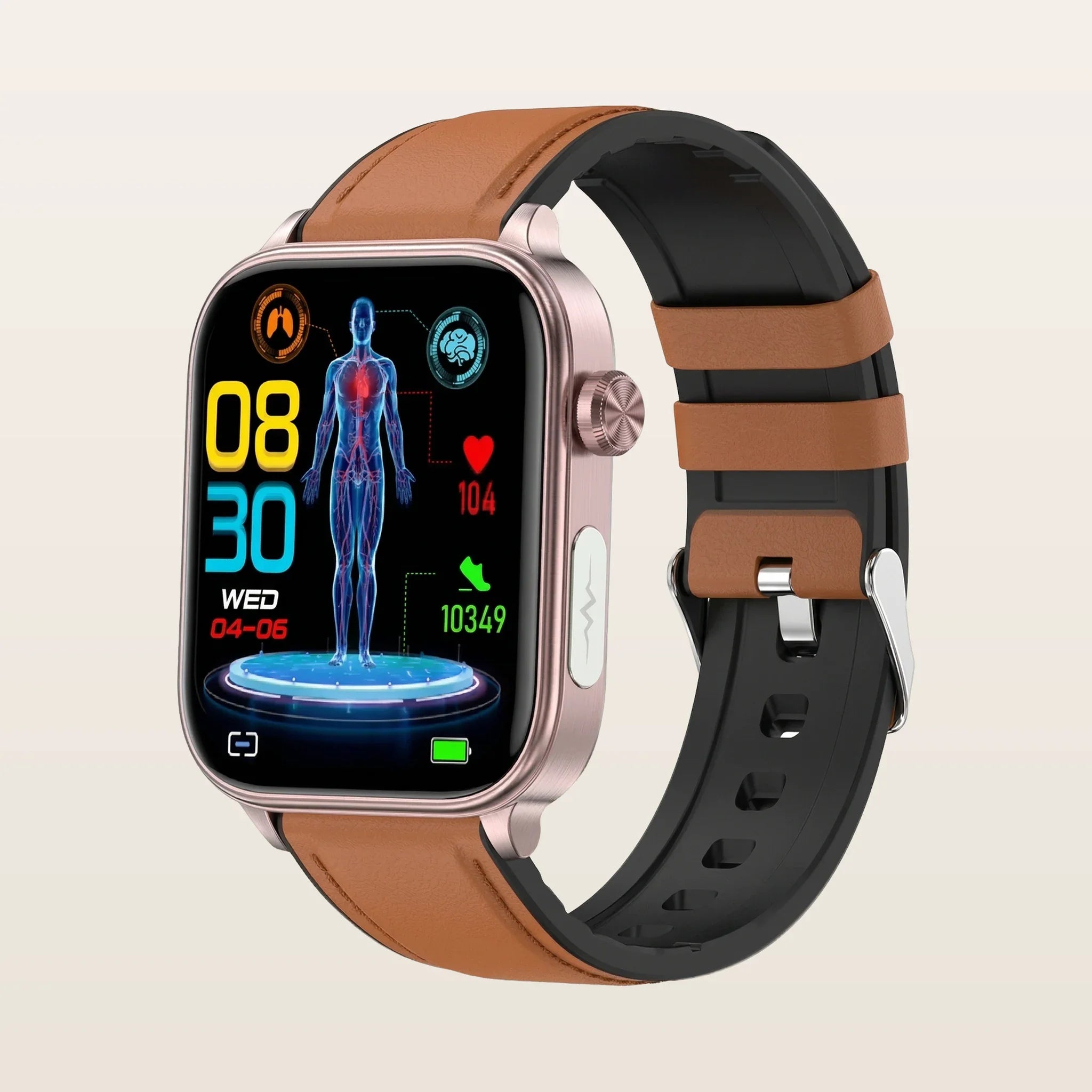 Montre Connectée Homme Femme Santé ECG - Pulzena Korda Bracelet Cuir