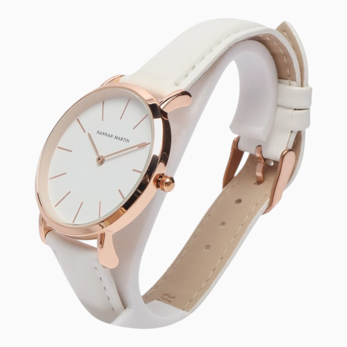 Montre Femme Bracelet Cuir Blanc Cadran Blanc