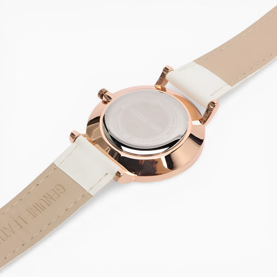Montre Femme Bracelet Cuir Blanc Cadran Blanc