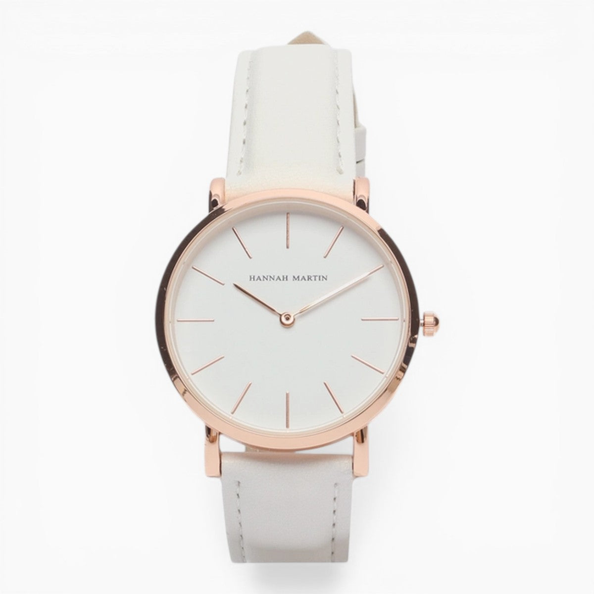 Montre Femme Bracelet Cuir Blanc Cadran Blanc