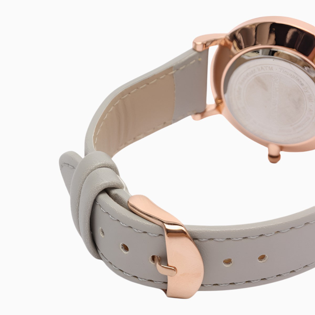 Montre Femme Bracelet Cuir Gris Cadran Blanc