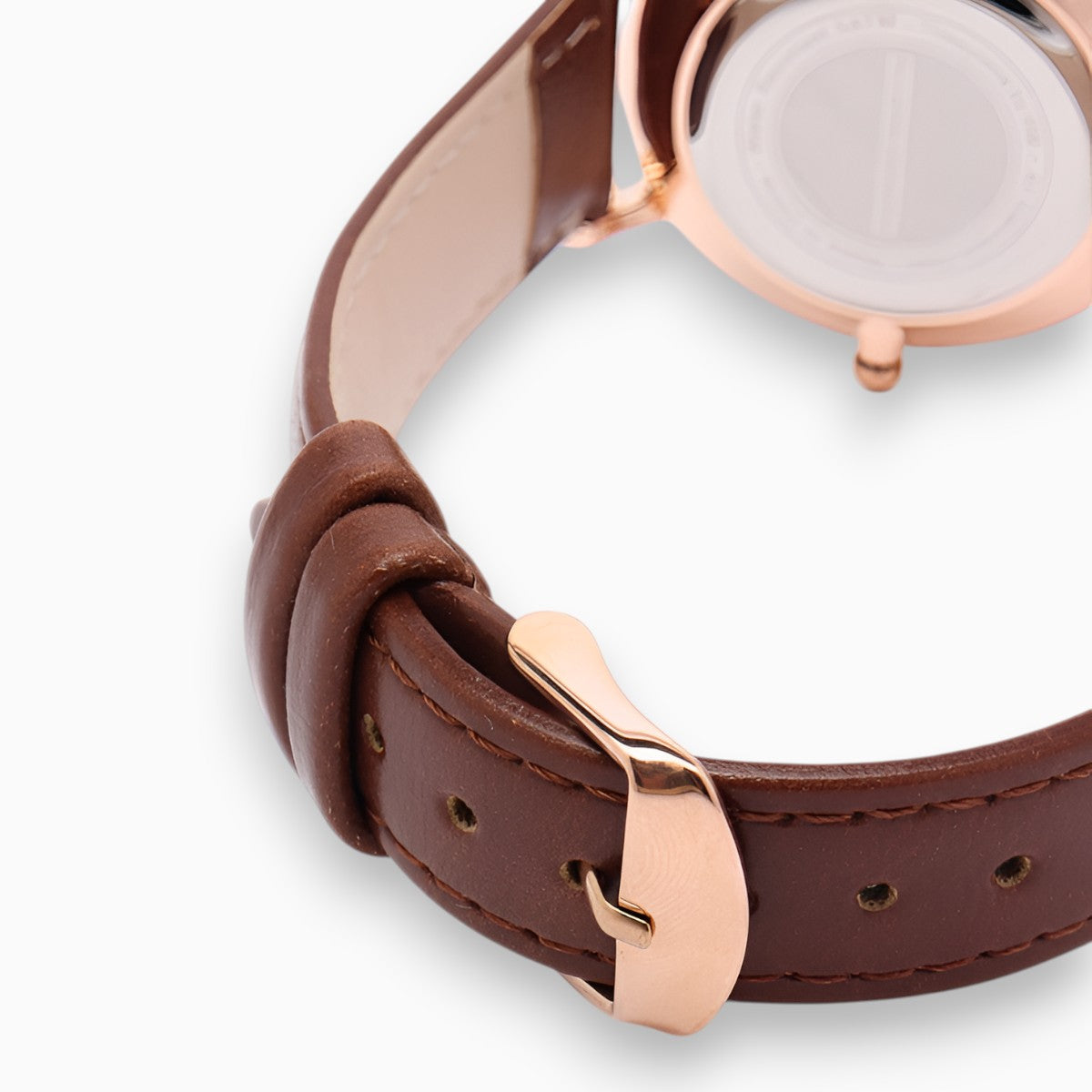 Montre Femme Bracelet Cuir Marron Cadran Blanc