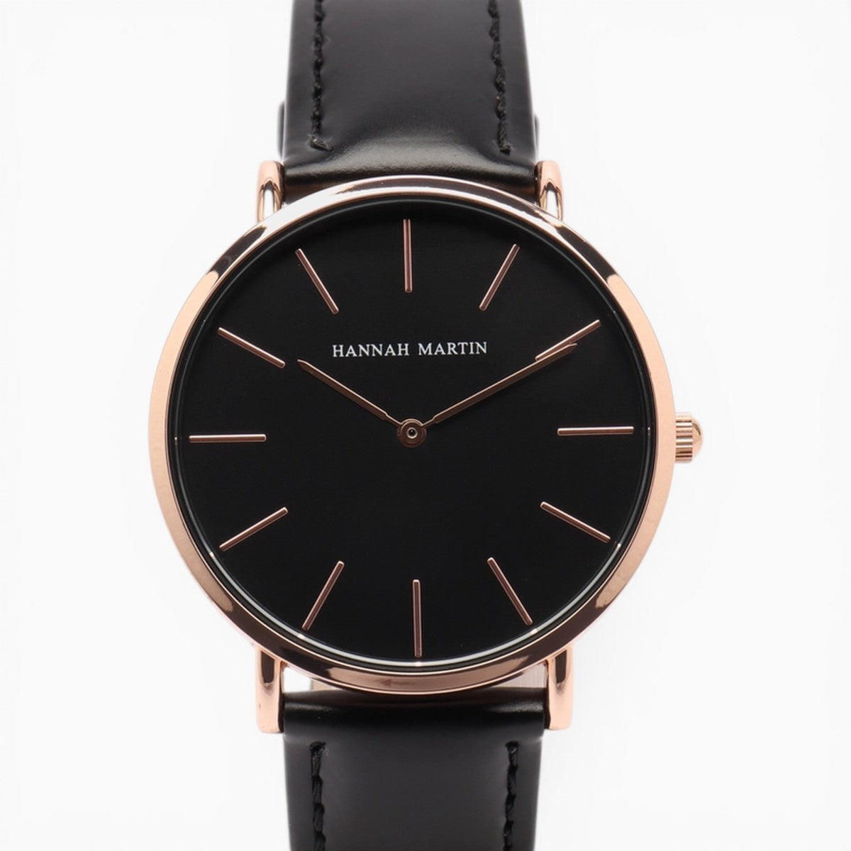 Montre Femme Bracelet Cuir Noir Cadran Noir
