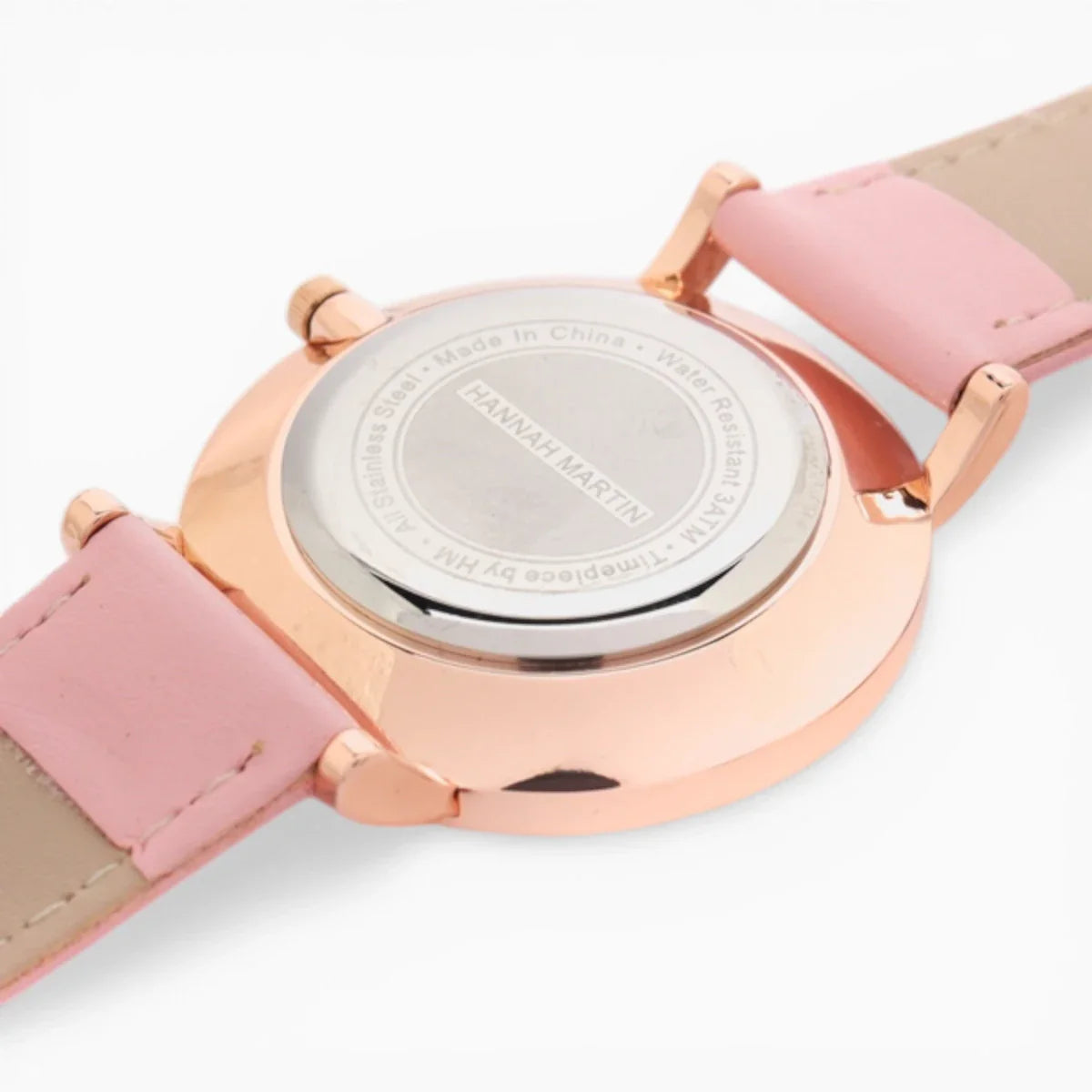 Montre Femme Bracelet Cuir Rose Cadran Blanc