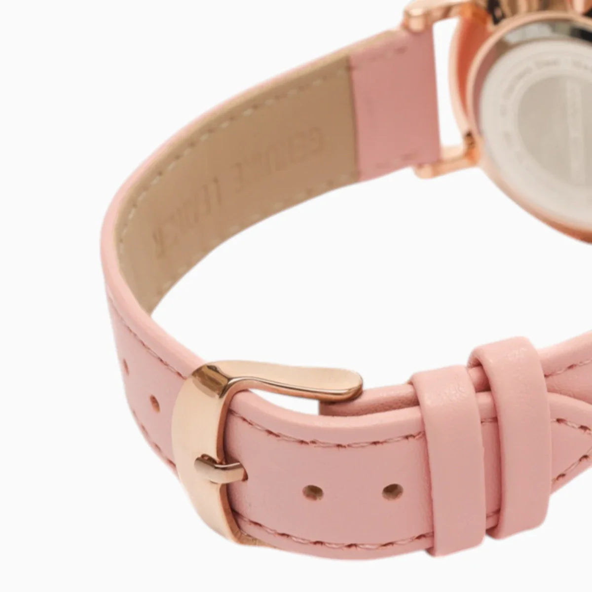 Montre Femme Bracelet Cuir Rose Cadran Noir
