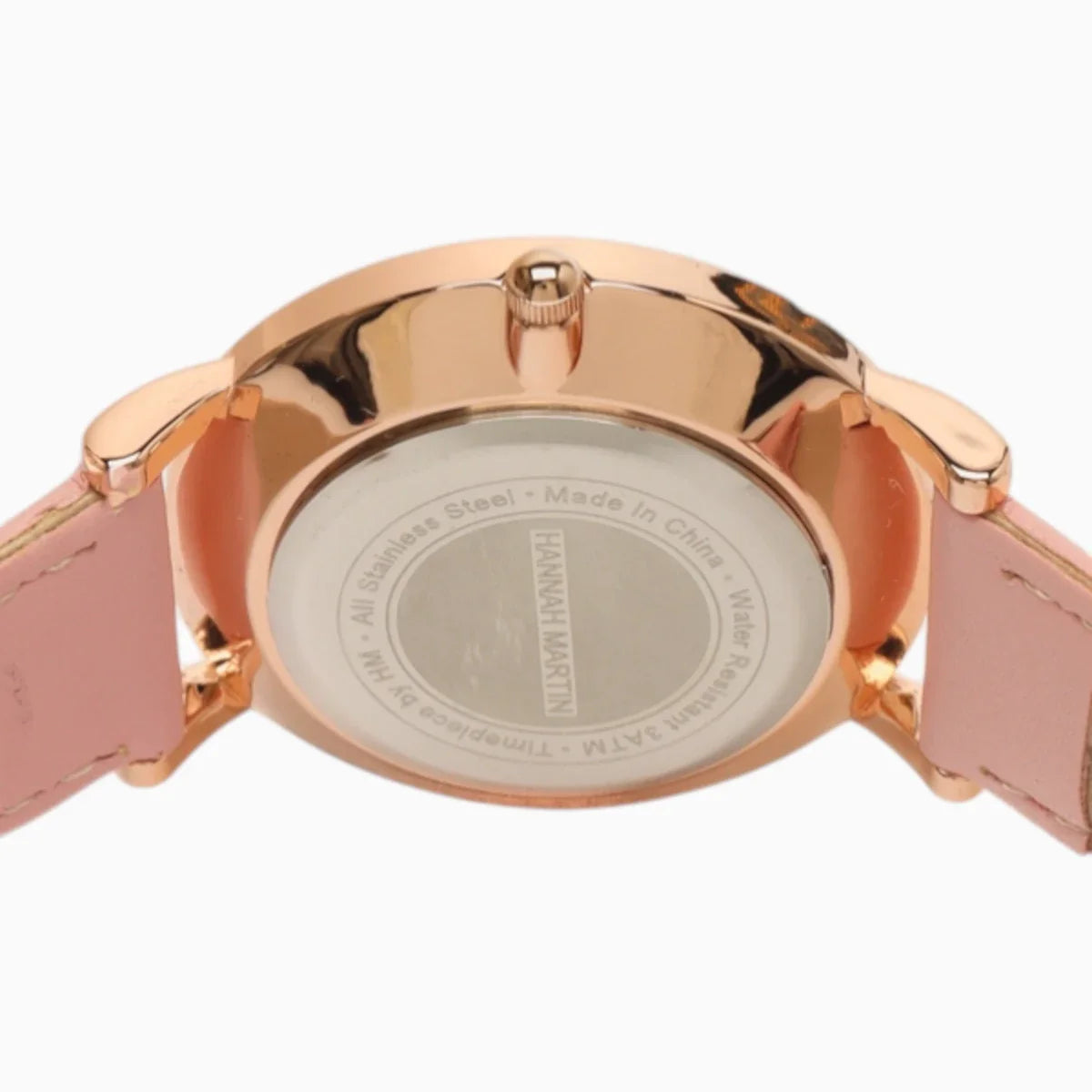 Montre Femme Bracelet Cuir Rose Cadran Noir