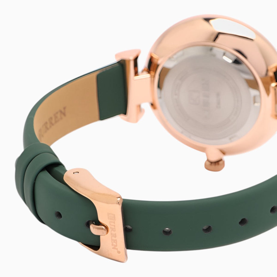 Montre Femme Cadran Vert Bracelet Cuir Vert