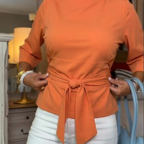 T-shirt femme en coton à nouer – Coupe décontractée chic