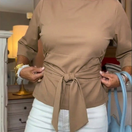 T-shirt femme en coton à nouer – Coupe décontractée chic