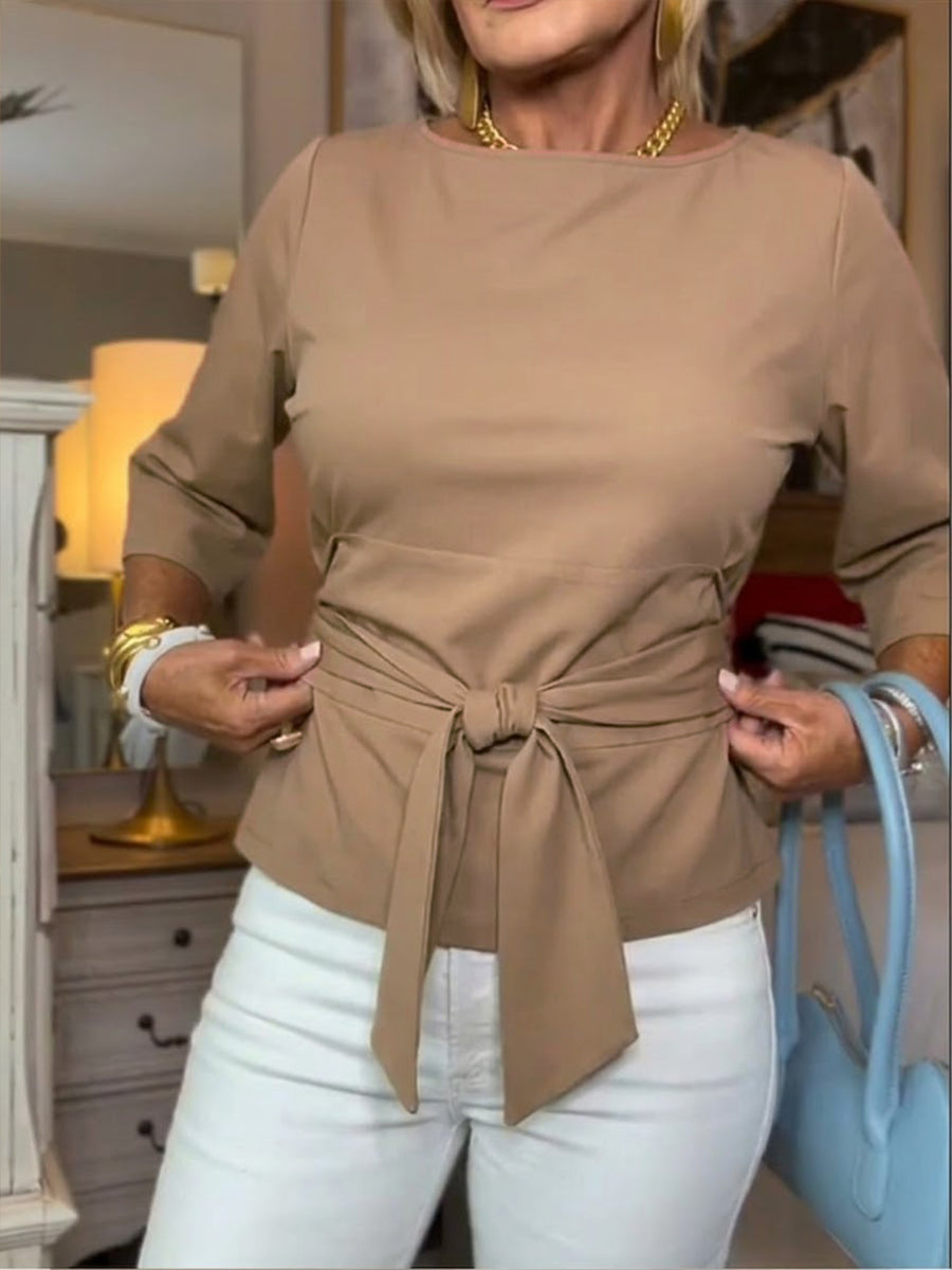 T-shirt femme en coton à nouer – Coupe décontractée chic