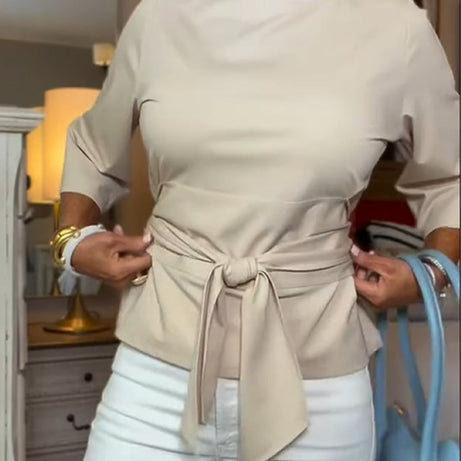 T-shirt femme en coton à nouer – Coupe décontractée chic