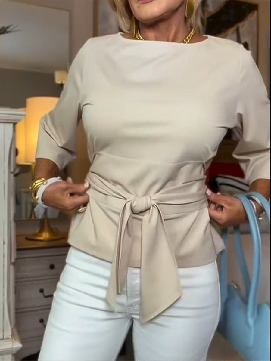 T-shirt femme en coton à nouer – Coupe décontractée chic
