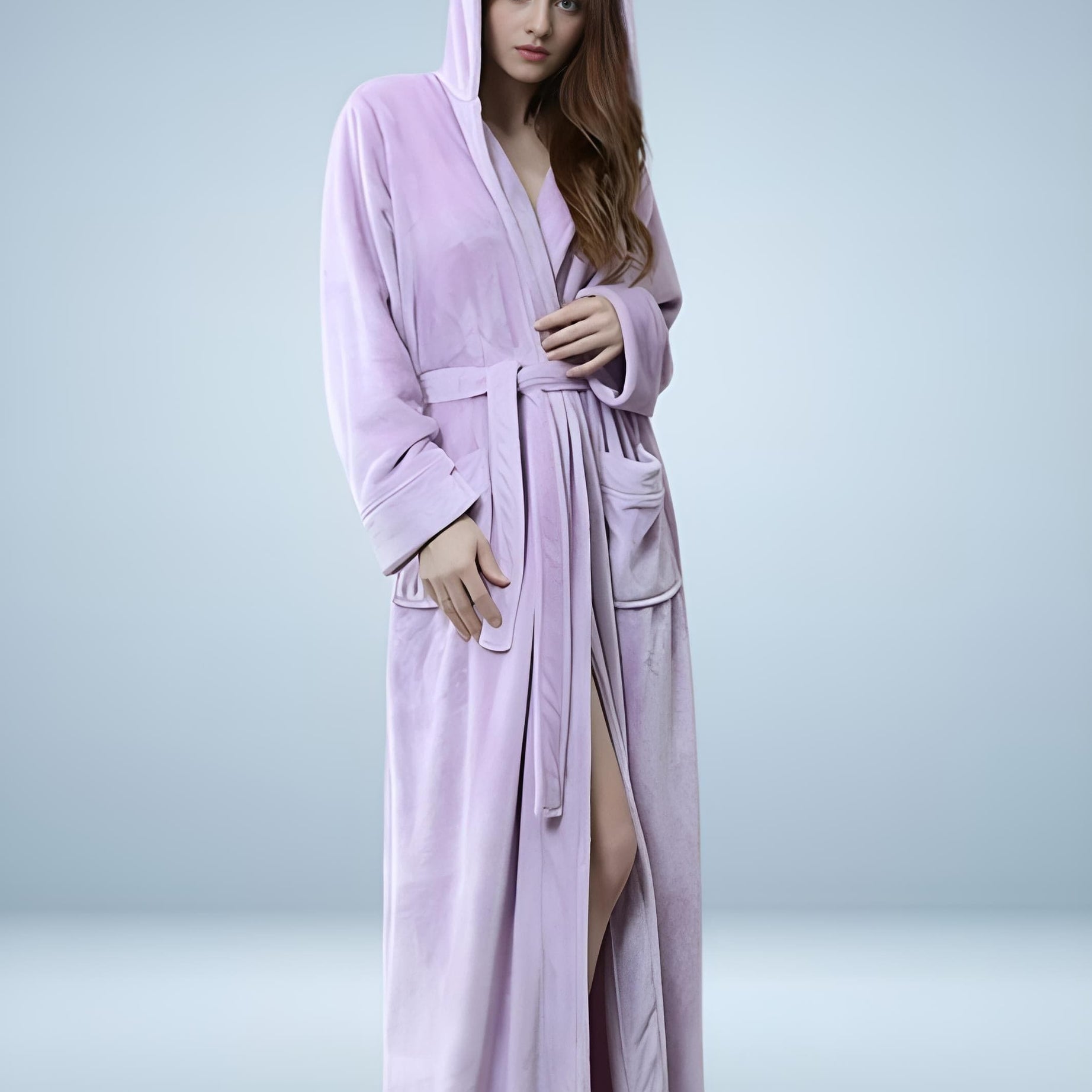 Langer Flanell-Bademantel für Damen