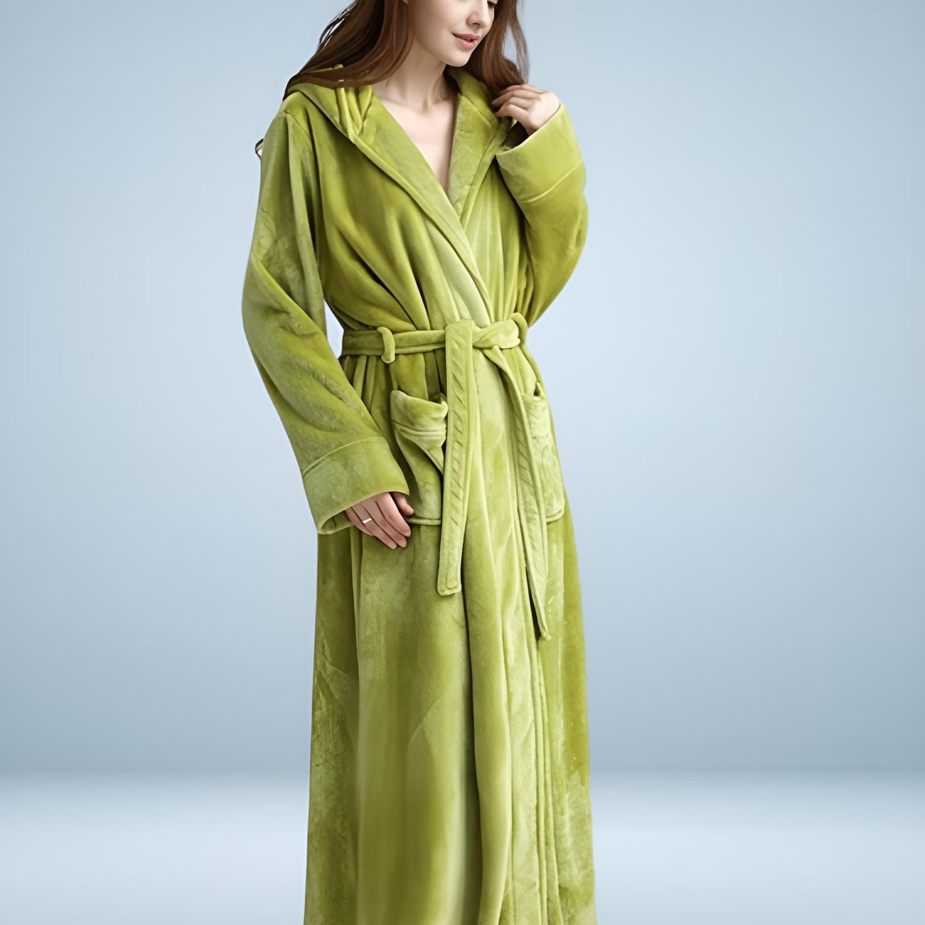 Langer Flanell-Bademantel für Damen