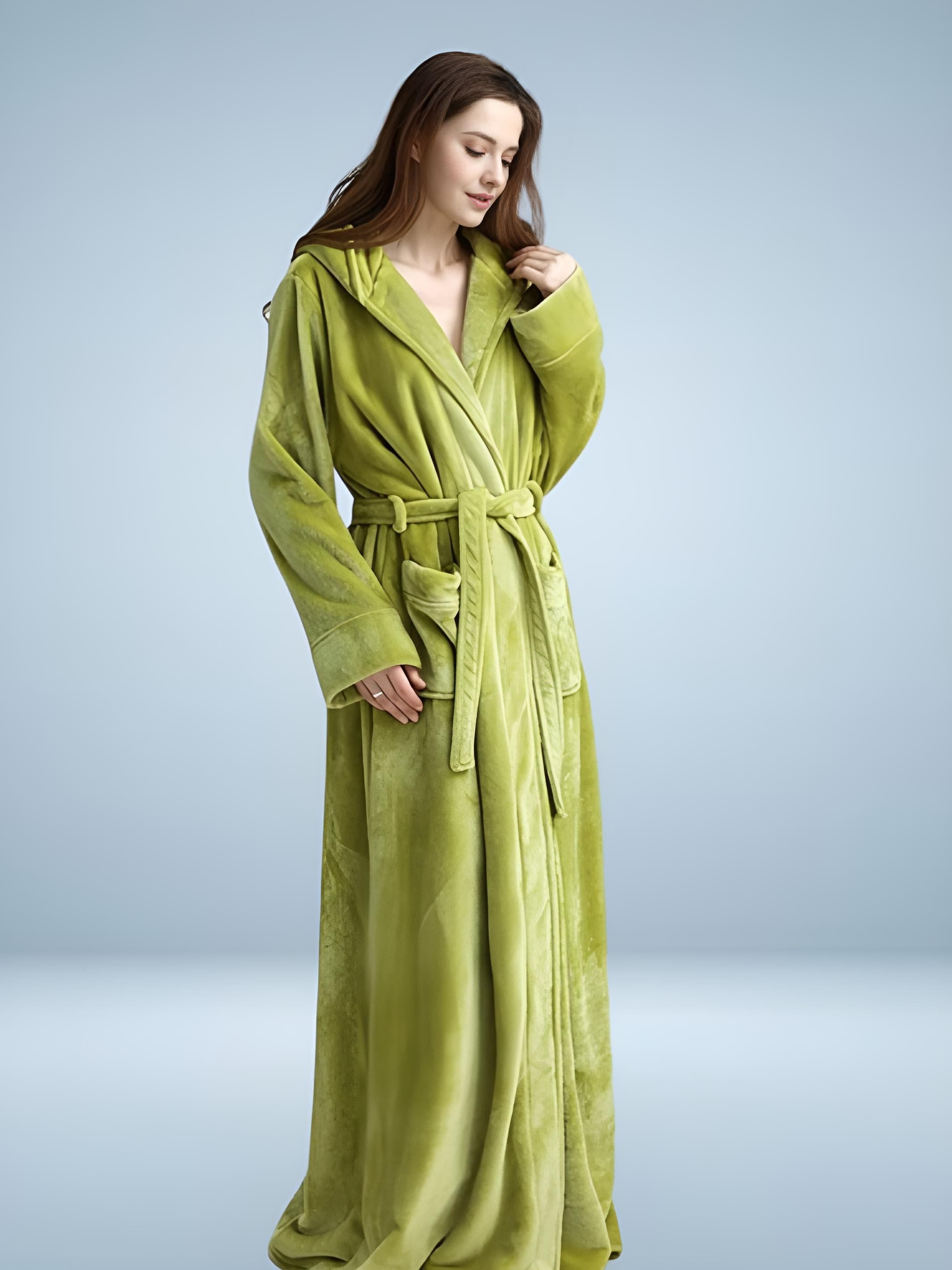 Langer Flanell-Bademantel für Damen