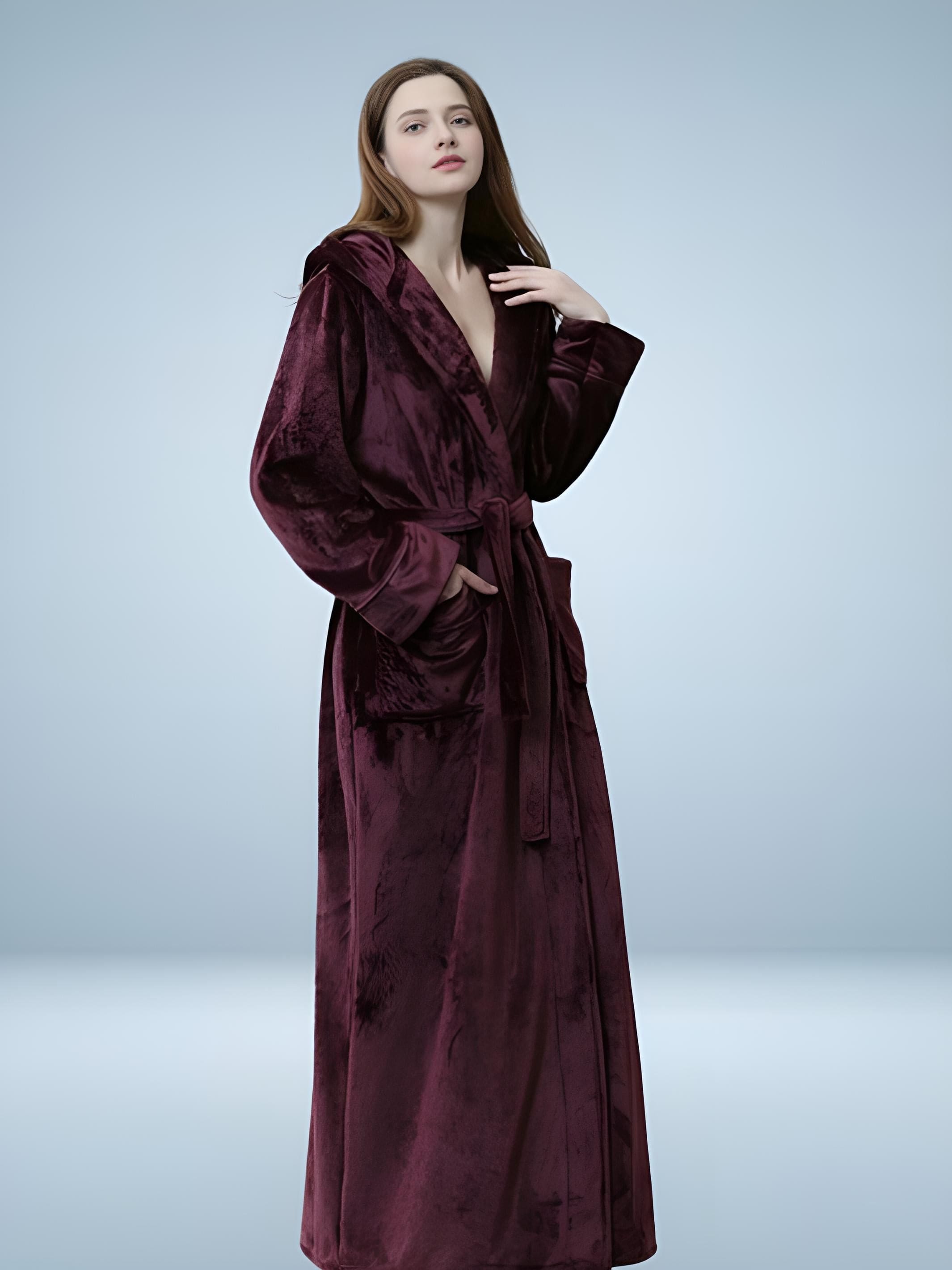 Langer Flanell-Bademantel für Damen