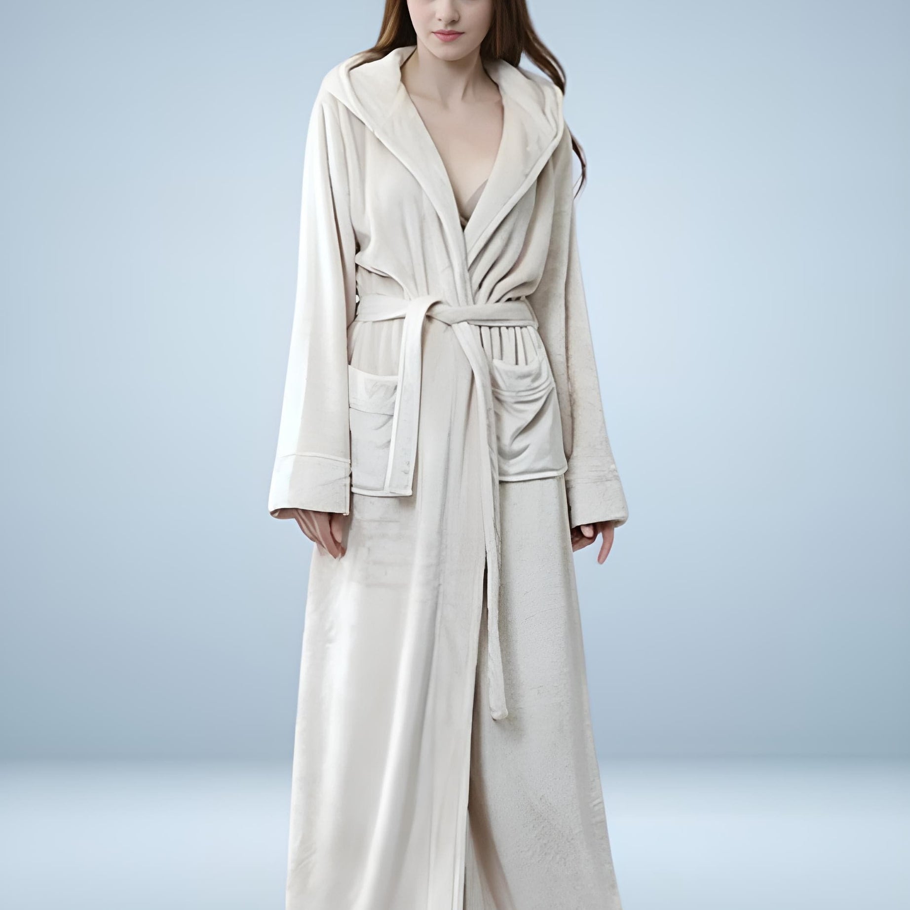 Langer Flanell-Bademantel für Damen