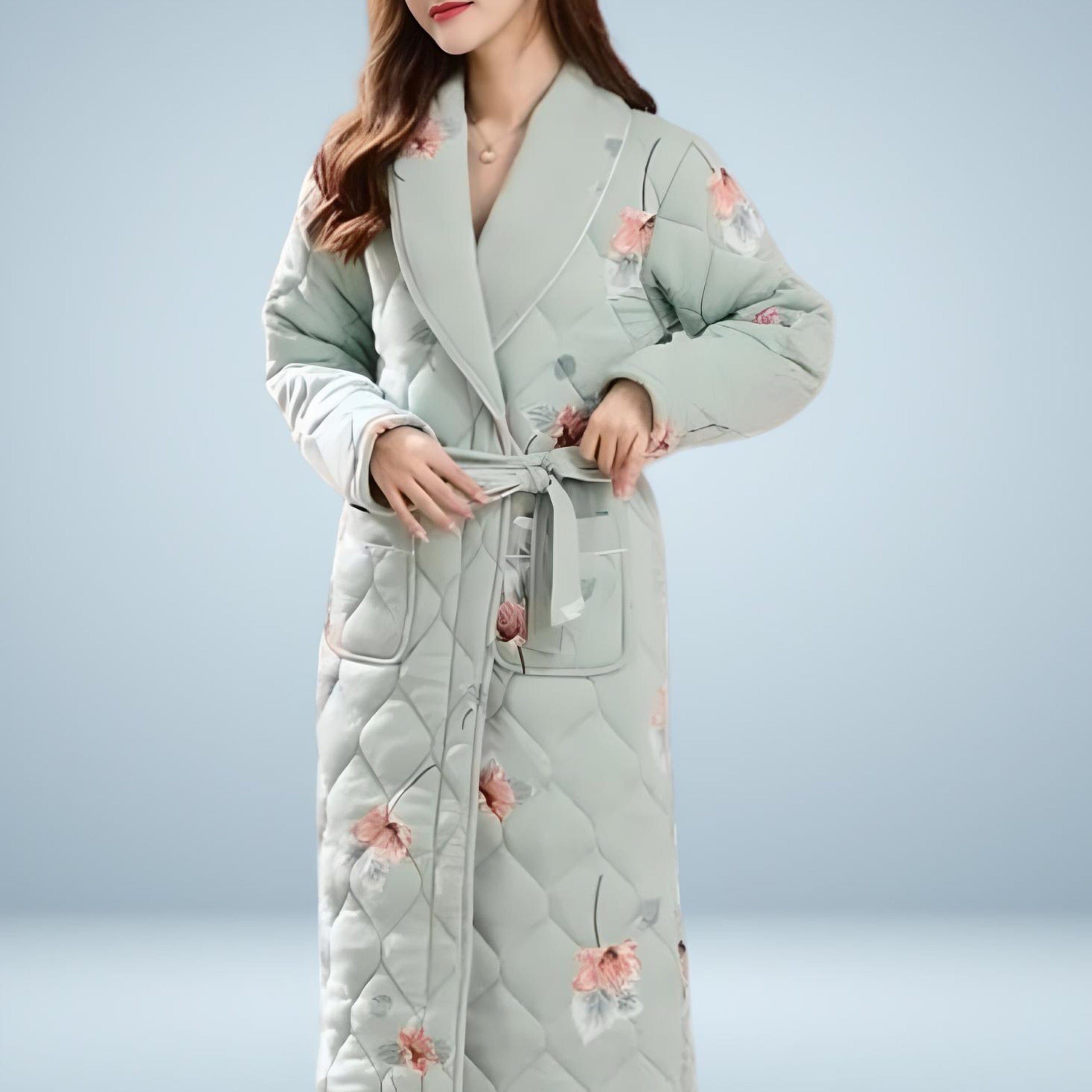 Gesteppter gemusterter Damenbademantel