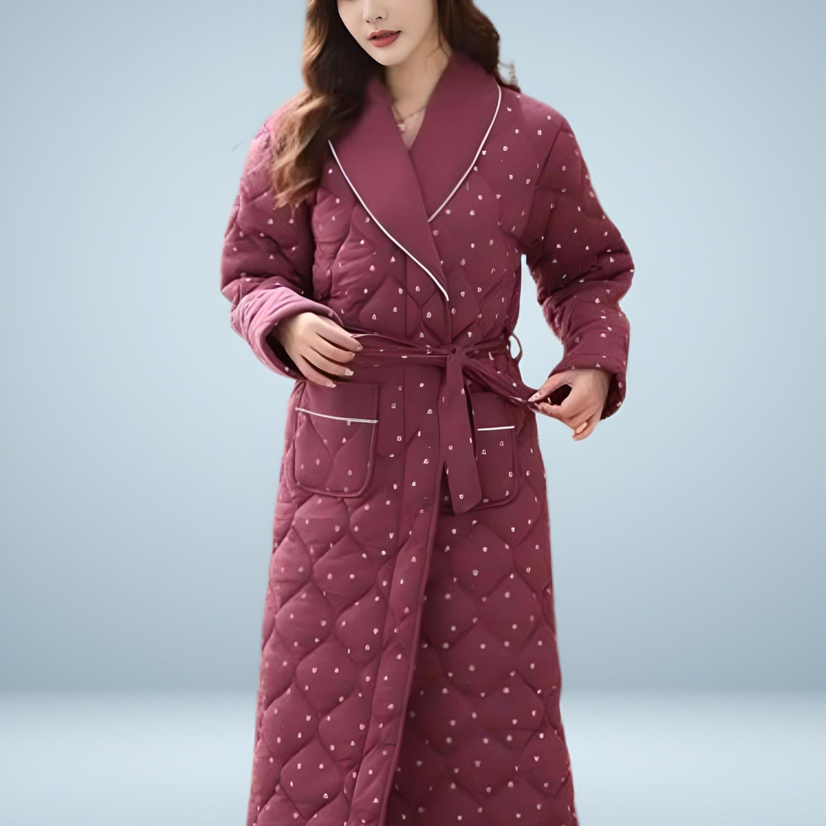 Gesteppter gemusterter Damenbademantel