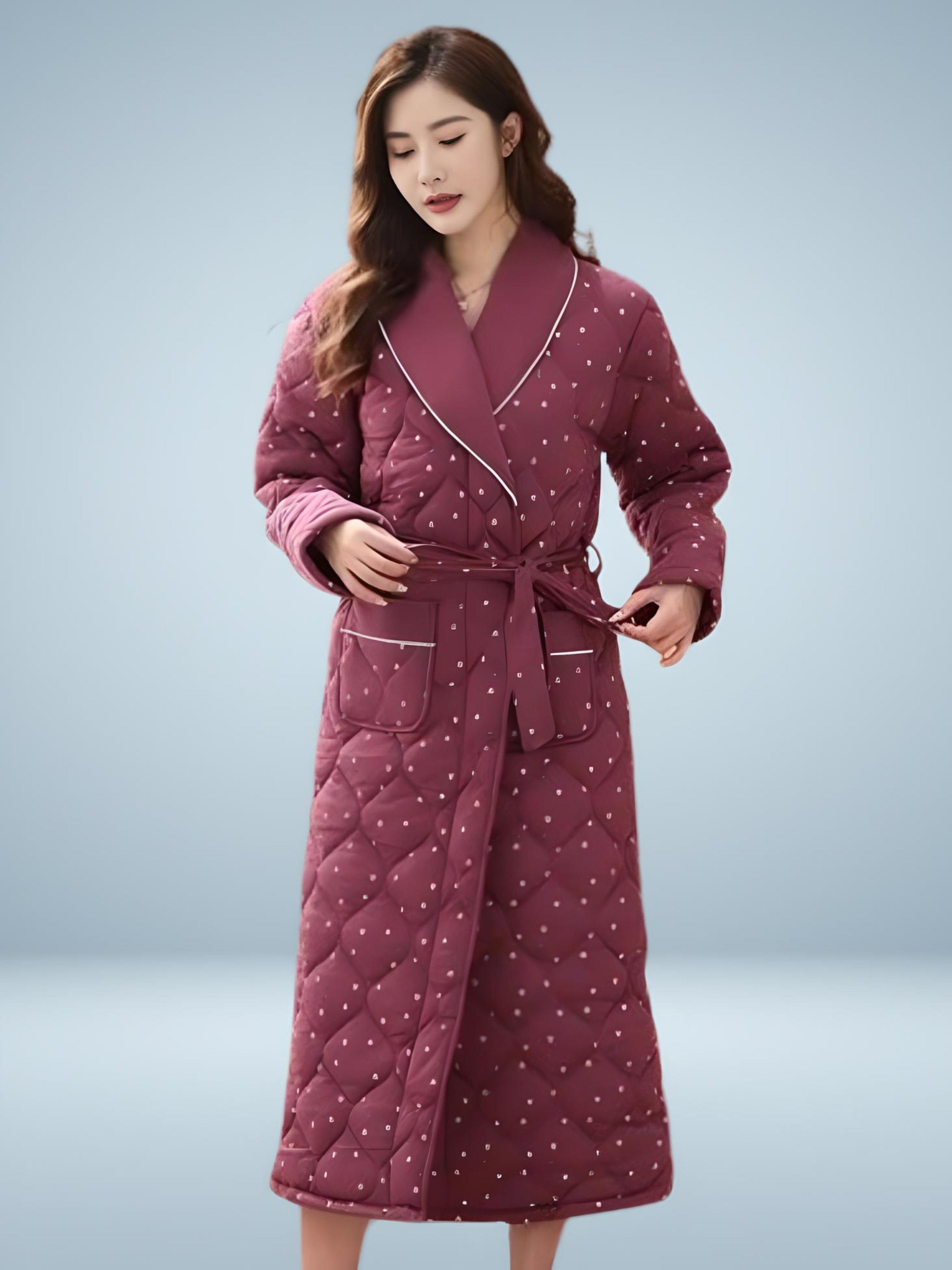 Gesteppter gemusterter Damenbademantel