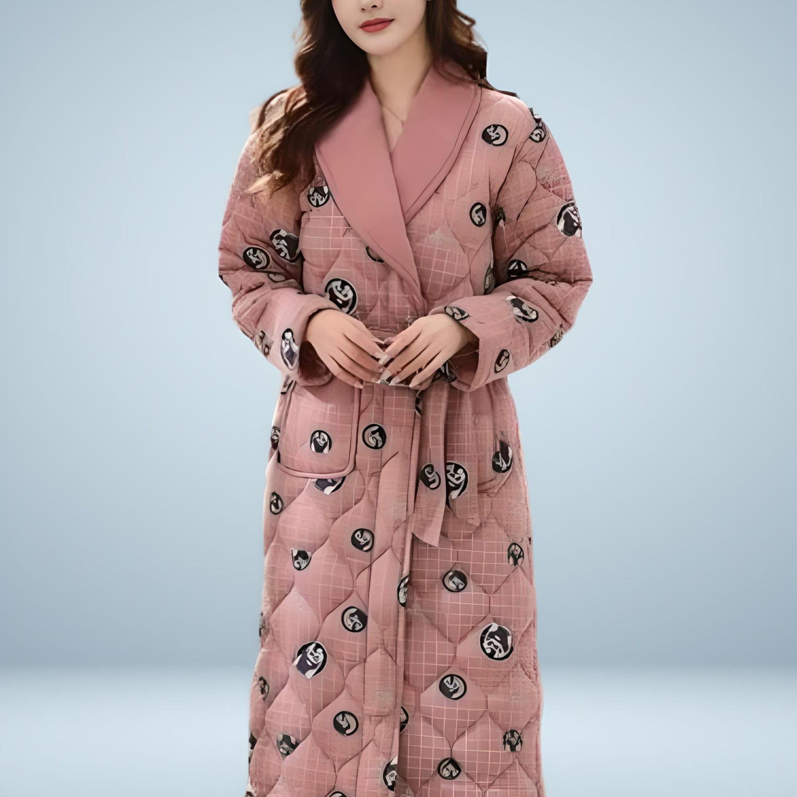 Gesteppter gemusterter Damenbademantel