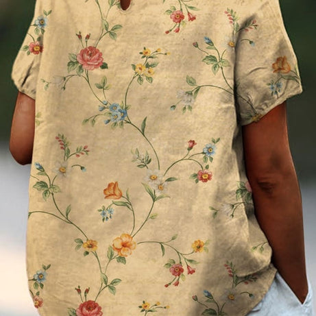 Robe Chemise Florale Rétro - Été - Coton Lin