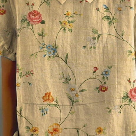Robe Chemise Florale Rétro - Été - Coton Lin