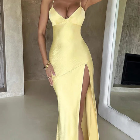 Robe de soirée mariage sexy dos nu satin