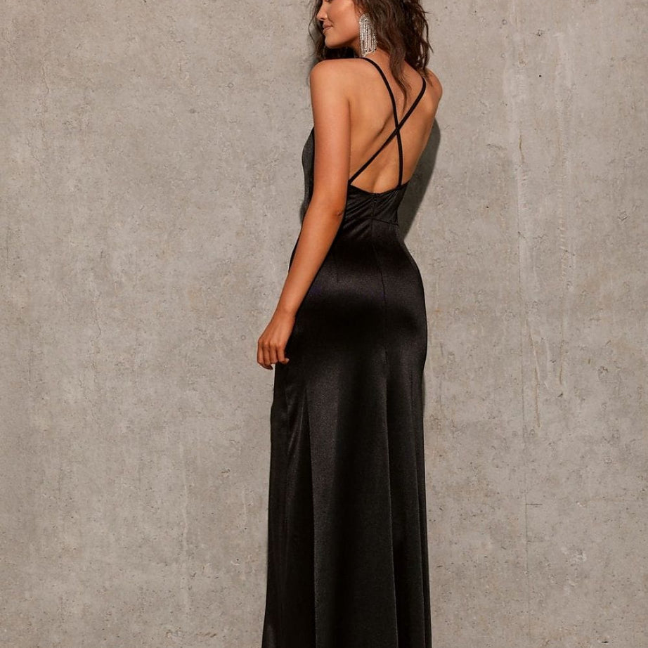 Robe de soirée sexy noire longue
