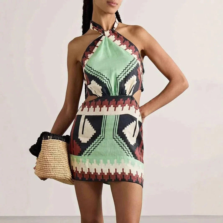 Robe mini bohème dos nu sexy