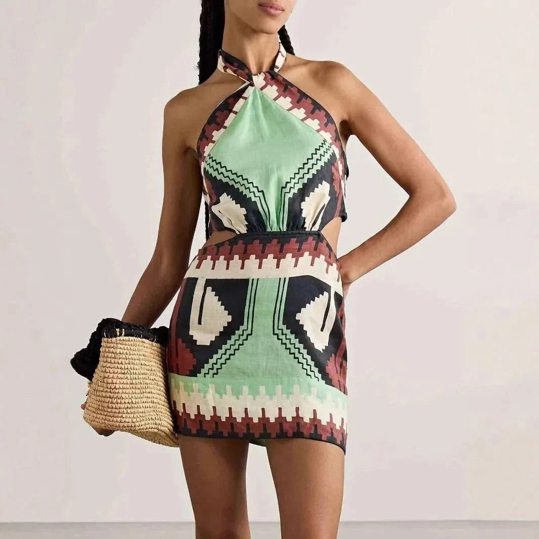 Robe mini bohème dos nu sexy