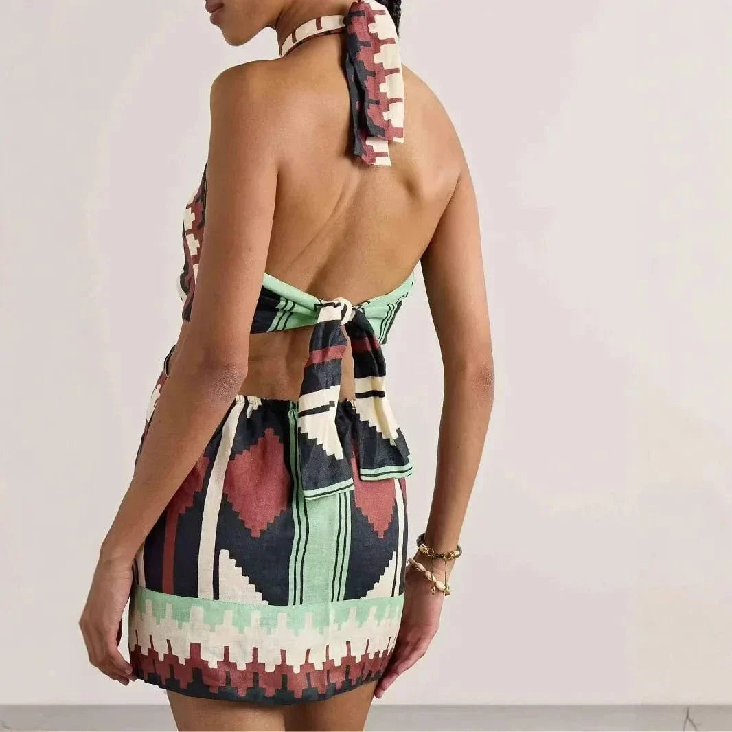 Robe mini bohème dos nu sexy