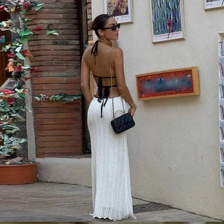 Robe été longue sexy dos nu crochet