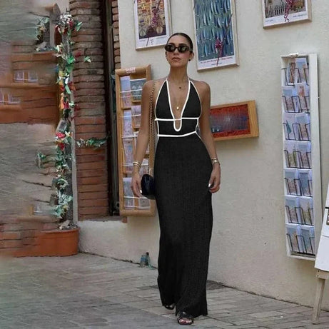 Robe été longue sexy dos nu crochet