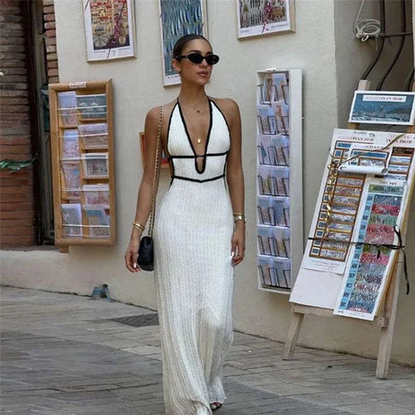 Robe été longue sexy dos nu crochet